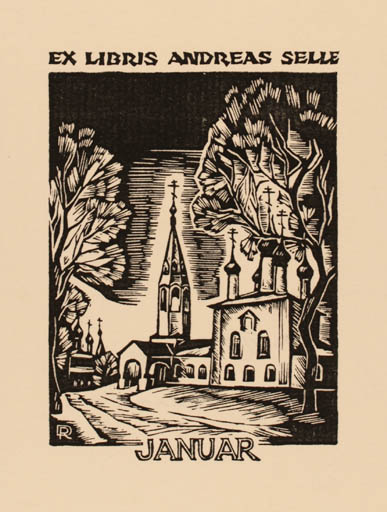 Exlibris by Denis Rhentow from Russia for Andreas Selle - Church 