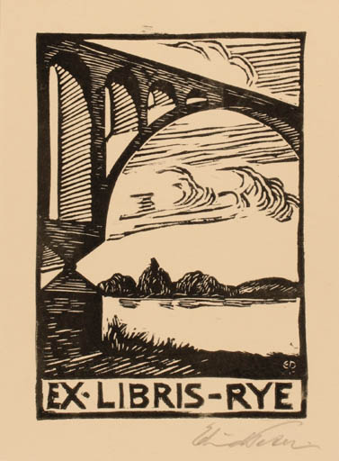 Exlibris by Edmund Peter from Denmark for Ellen Rye - Scenery/Landscape 