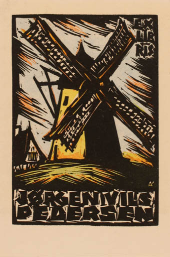 Exlibris by Kàroly Andrusko from Yugoslavia for Jørgen Vils Pedersen - Mill 