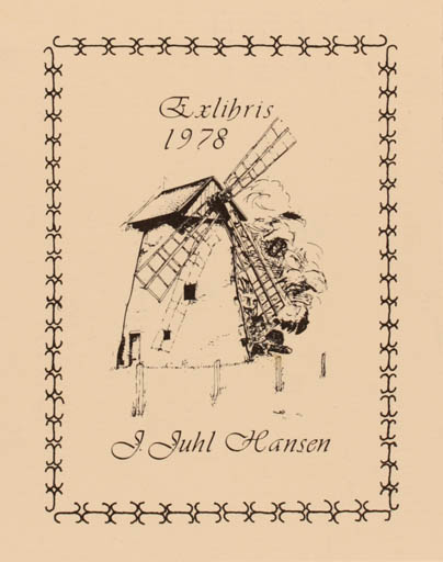 Exlibris by J. Juhl Hansen from Denmark for J. Juhl Hansen - Mill 