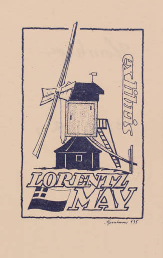 Exlibris by Hans Chr. Hornhaver from Denmark for Lorentz May - Mill 