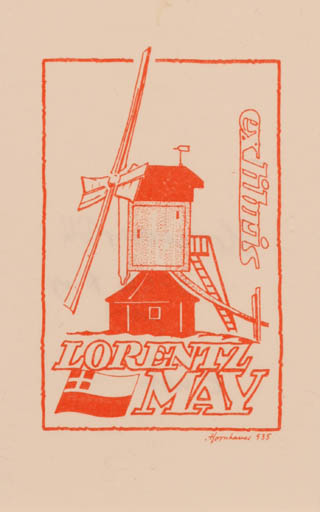 Exlibris by Hans Chr. Hornhaver from Denmark for Lorentz May - Mill 