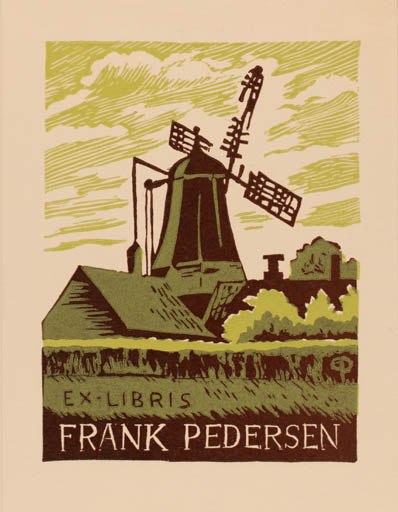 Exlibris by Edmund Peter from Denmark for Frank Pedersen - Mill 