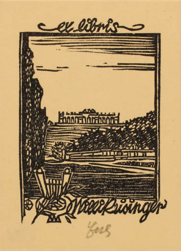 Exlibris by Otto Feil from Austria for Willi Risinger - Castle/Palace Scenery/Landscape 