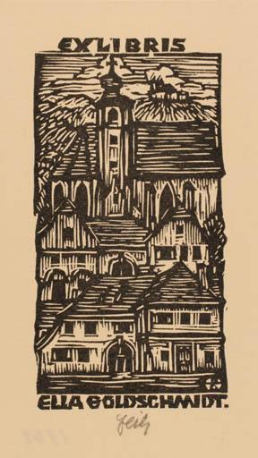 Exlibris by Otto Feil from Austria for Ella Goldschmidt - City Church 