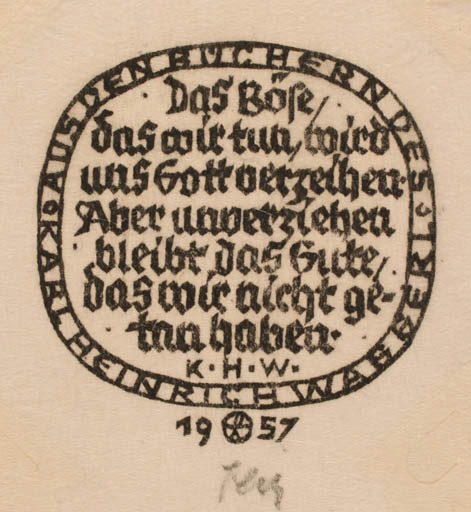 Exlibris by Otto Feil from Austria for Karl Henrich Wagger - Text/Writing 