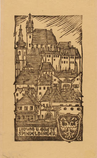 Exlibris by Otto Feil from Austria for Ludwig und Grete Spindelberger - City 