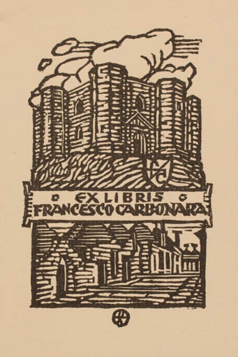 Exlibris by Otto Feil from Austria for Francesco Carbonara - Castle/Palace 