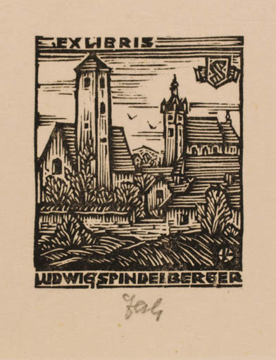 Exlibris by Otto Feil from Austria for Ludwig Spindelberger - City 