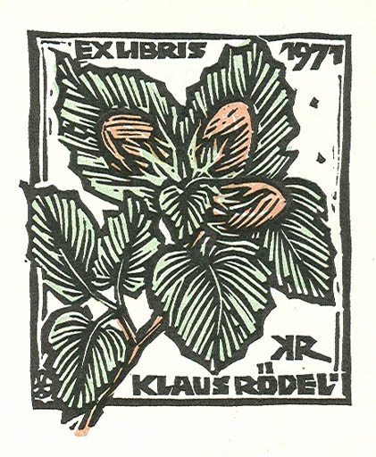 Exlibris by Otto Feil from Austria for Klaus Rödel - Flower Flora 