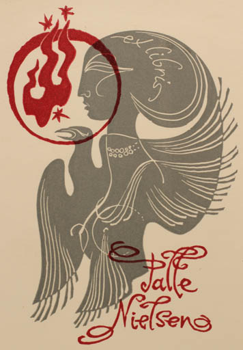 Exlibris by Ladislav Rusek from Czech Republic for Palle Nielsen - Bird Woman 