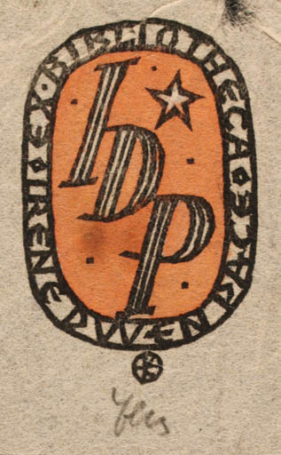 Exlibris by Otto Feil from Austria for Irene Dwen Pace - Monogram 