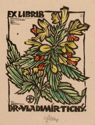 Exlibris by Otto Feil from Austria for Vladimir Tichy - Flower 