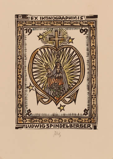 Exlibris by Otto Feil from Austria for Ludwig Spindelberger - Madonna Religion 