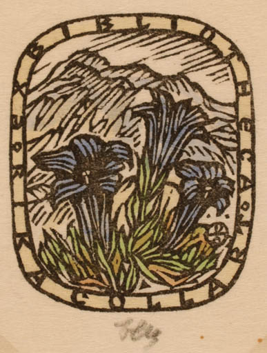 Exlibris by Otto Feil from Austria for Rika Collart - Mountain Flower 