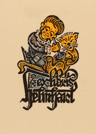 Exlibris by Max Kislinger from Austria for ? Hebinhaist - Cat Medicine 