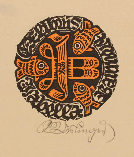 Exlibris by Max Kislinger from Austria for Djabella Baumeldt - Fish 