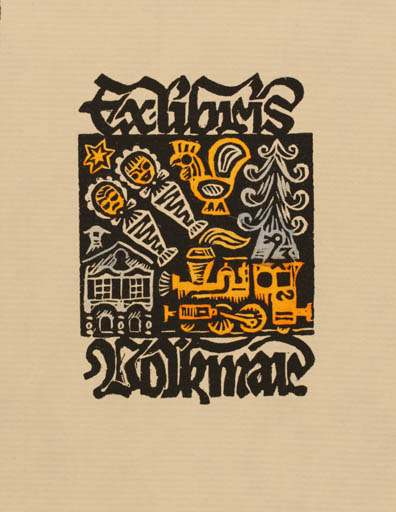 Exlibris by Max Kislinger from Austria for Carl Volkmar - Child Train 