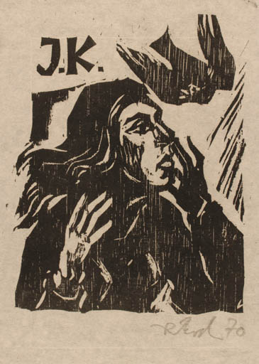 Exlibris by Rudolf Koch from Germany for J. K. - Woman 