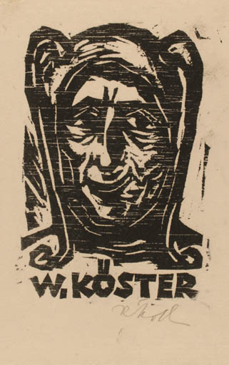 Exlibris by Rudolf Koch from Germany for W Köster - Portrait 