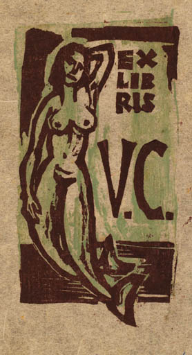 Exlibris by Rudolf Koch from Germany for Vagn C. - Mermaid 