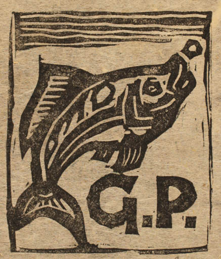 Exlibris by Rudolf Koch from Germany for G. P. - Fish 