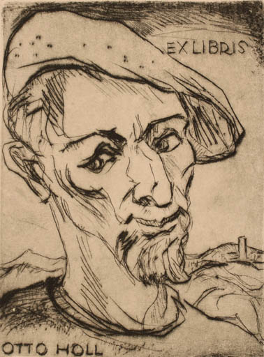 Exlibris by Rudolf Koch from Germany for Otto Holl - Portrait 