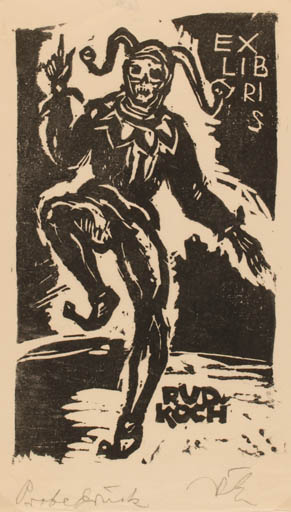 Exlibris by Rudolf Koch from Germany for Rudolf Koch - Dancing Death 