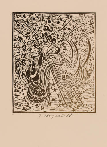 Exlibris by Jana Krejcova from Czechoslovakia for Zdenek Papoksek - Abstract 