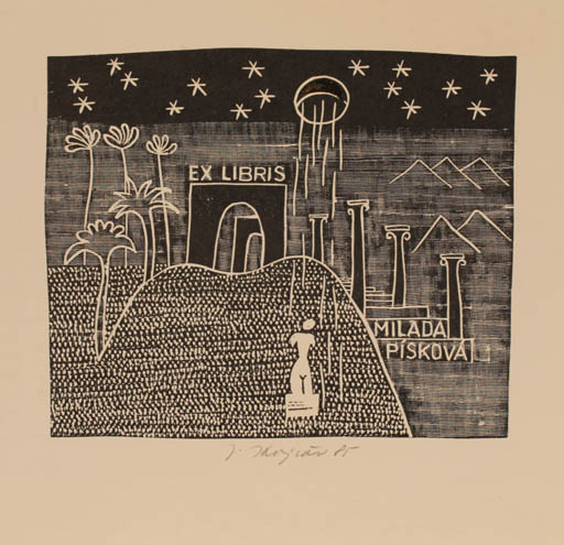 Exlibris by Jana Krejcova from Czechoslovakia for Miladia Piskova - 