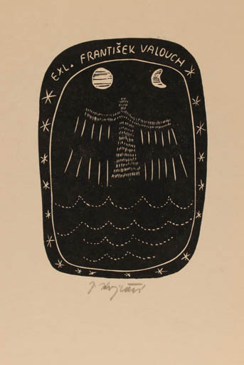 Exlibris by Jana Krejcova from Czechoslovakia for Frantisek Valouch - Angel 