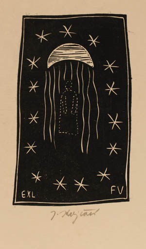 Exlibris by Jana Krejcova from Czechoslovakia for F. V. - 