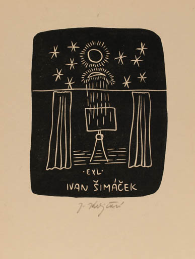 Exlibris by Jana Krejcova from Czechoslovakia for Ivan Simacek - 