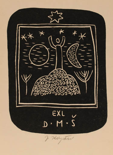 Exlibris by Jana Krejcova from Czechoslovakia for D. M. S. - 