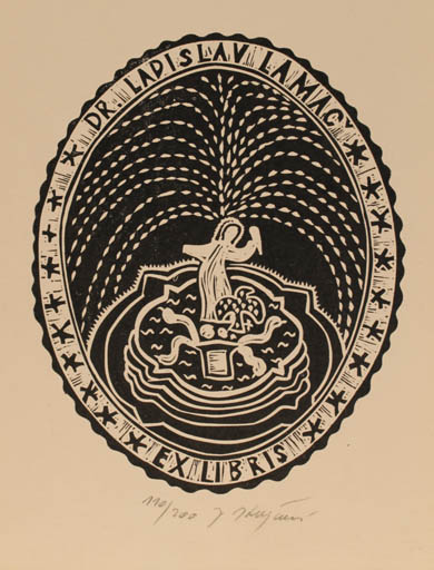 Exlibris by Jana Krejcova from Czechoslovakia for Ladislav Dr.  Lamac - 