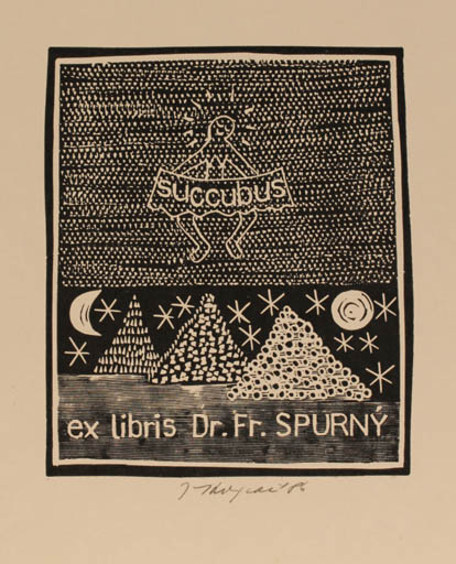 Exlibris by Jana Krejcova from Czechoslovakia for Fr Dr. Spurny - 