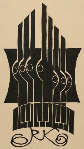 Exlibris by Ladislav Rusek from Czech Republic for ? R. K. - Abstract Monogram Music 