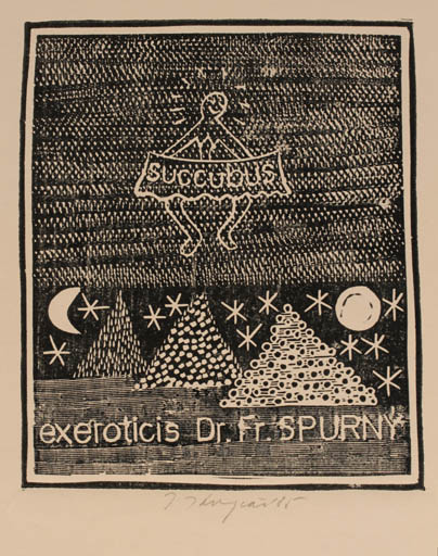 Exlibris by Jana Krejcova from Czechoslovakia for Fr Dr. Spurny - 