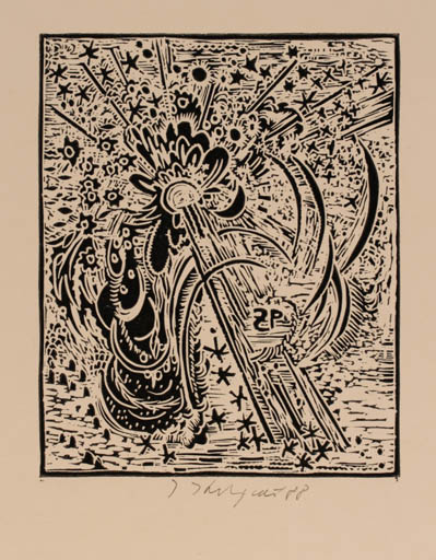 Exlibris by Jana Krejcova from Czechoslovakia for Zdenek Papoksek - Abstract 