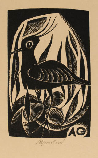 Exlibris by Anna Grmelova from Czech Republic for A. G. - Bird 