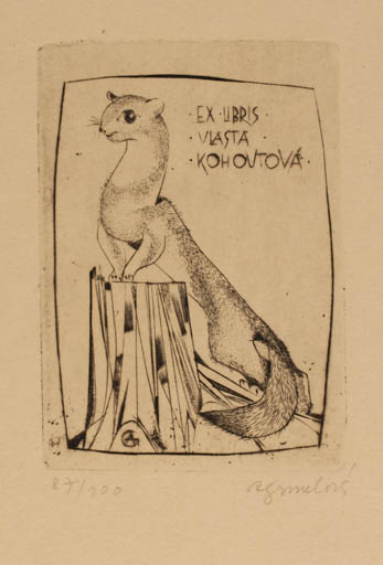 Exlibris by Anna Grmelova from Czech Republic for Viasta Kohovtova - Fauna 