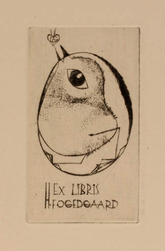 Exlibris by Anna Grmelova from Czech Republic for Helmer Fogedgaard - Bird 