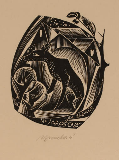 Exlibris by Anna Grmelova from Czech Republic for H Jarosova - Fauna 