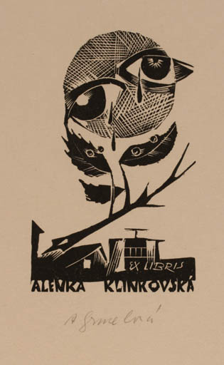 Exlibris by Anna Grmelova from Czech Republic for A. Klinkovska - Abstract 