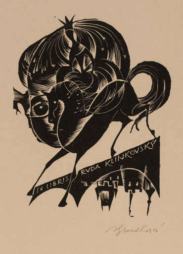 Exlibris by Anna Grmelova from Czech Republic for Ruda Klinkovsky - 