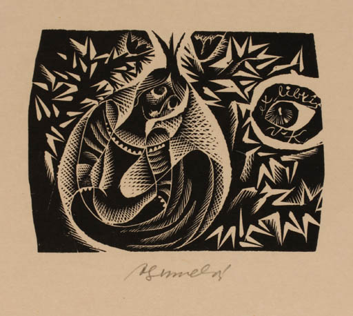 Exlibris by Anna Grmelova from Czech Republic for V. K. - Woman 