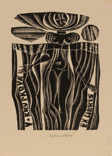 Exlibris by Anna Grmelova from Czech Republic for ? ? - Woman 