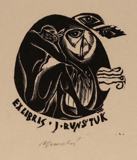 Exlibris by Anna Grmelova from Czech Republic for J. Runstuk - 