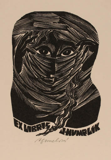 Exlibris by Anna Grmelova from Czech Republic for J Numplik - Woman 