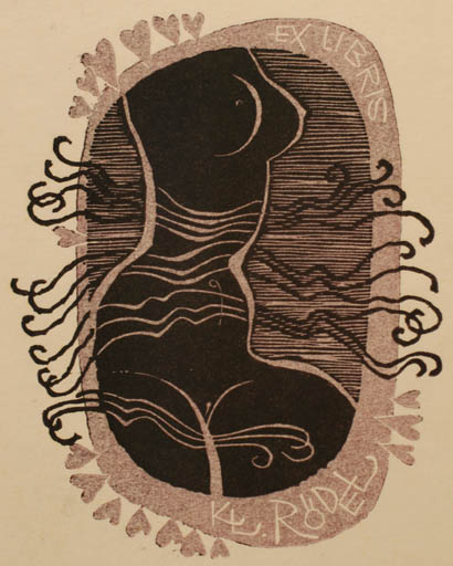 Exlibris by Ladislav Rusek from Czech Republic for Klaus Rödel - Woman Nude 